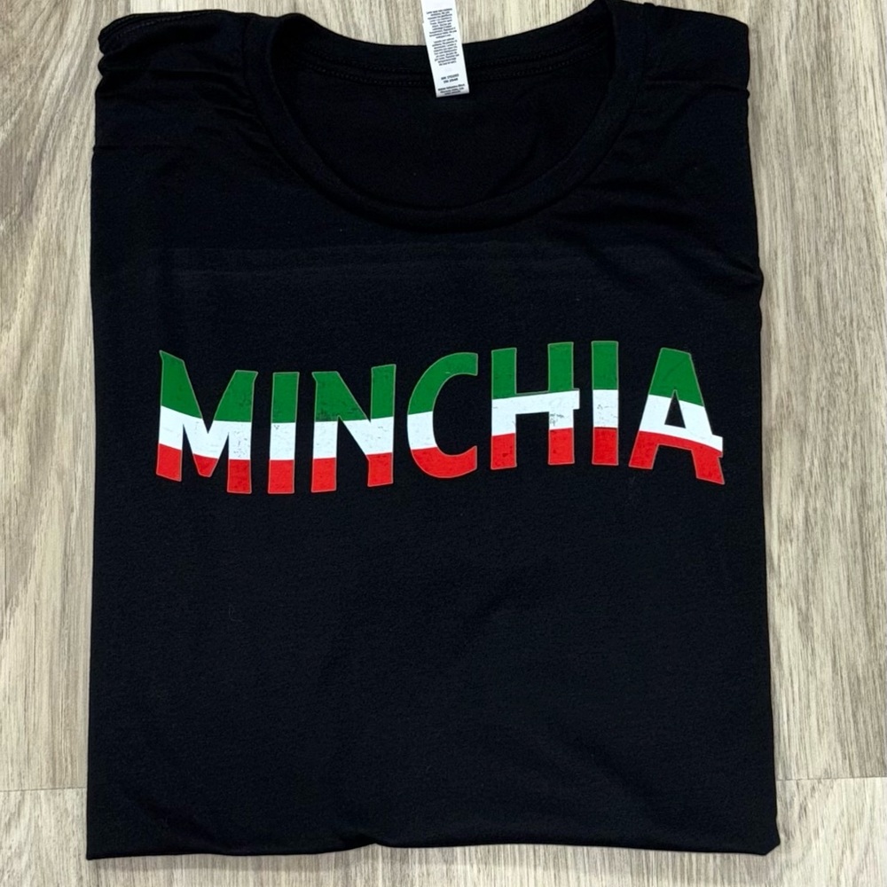 Bella Canvas Black Tee with Italian Flag Design minchia